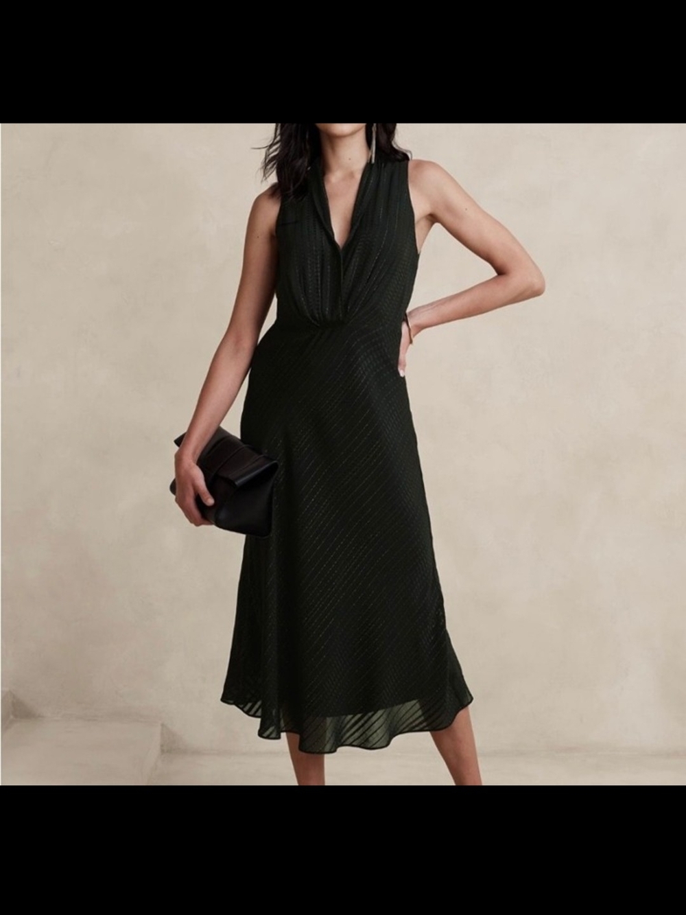 Banana Republic Black Long Maxi Dress Sleeveless Size 10